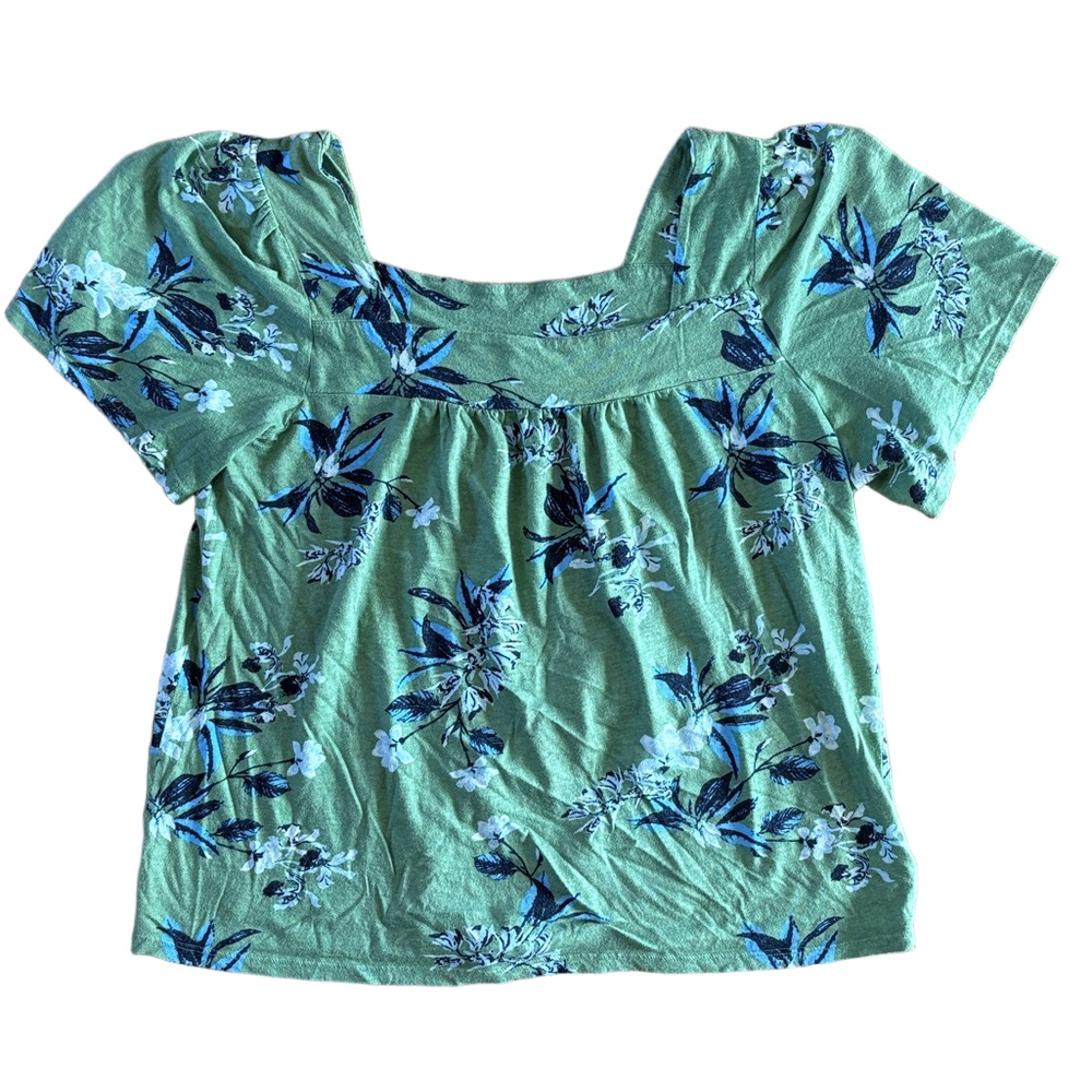 Lucky Brand Green Floral Blouse Size Large Top - Picture 2 of 5